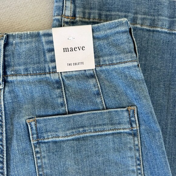 NWT Anthropologie The Colette Crop Wide-Leg Jeans Maeve Palms Wash Blue 25 - Picture 6 of 11